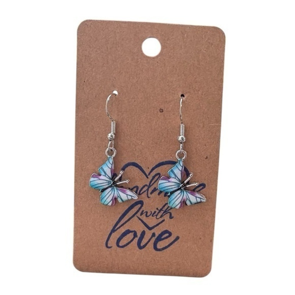 3/$25 Handmade Blue & Purple Butterfly Earrings Jewelry
